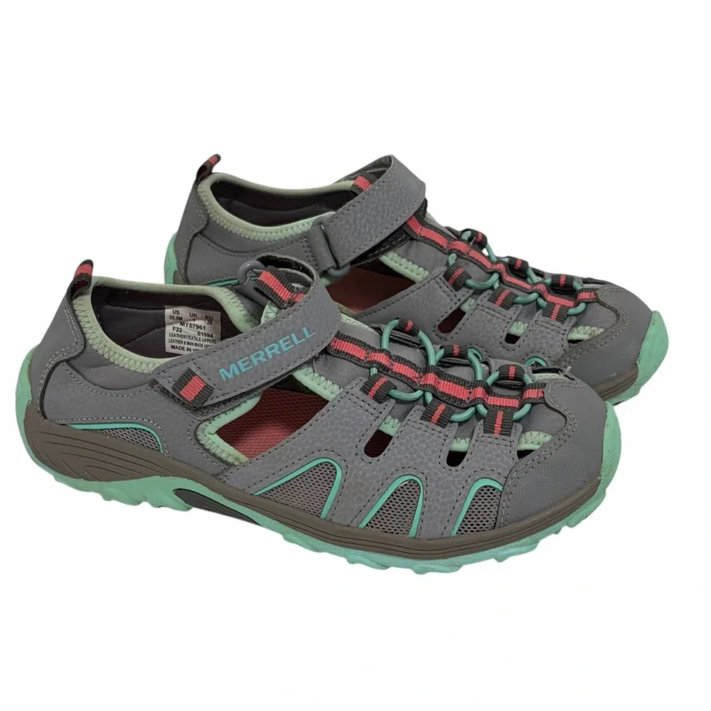 Merrell Grey Unisex Hydro H2O Hiker Water Shoes Sandals - Almost New - Big Kid 5